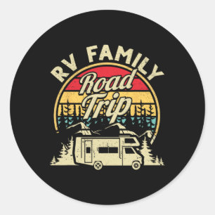 Adesivo Redondo Família de Rv de Acampamento Correspondente Viagem