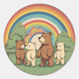 Adesivo Redondo Família de Ursos Bonitos