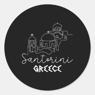 Adesivo Redondo Família de Verão de Destino da Grécia de Santorini