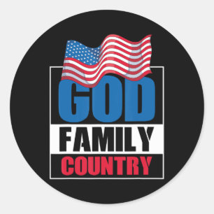 Adesivo Redondo Família Deus País Soldado Patrimônio da Bandeira d