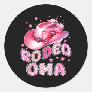Adesivo Redondo Família do 1º Aniversário da Rodeio Oma Pink Cowgi