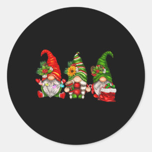 Adesivo Redondo Família dos Gnomos de Natal Bonitos a Corresponder