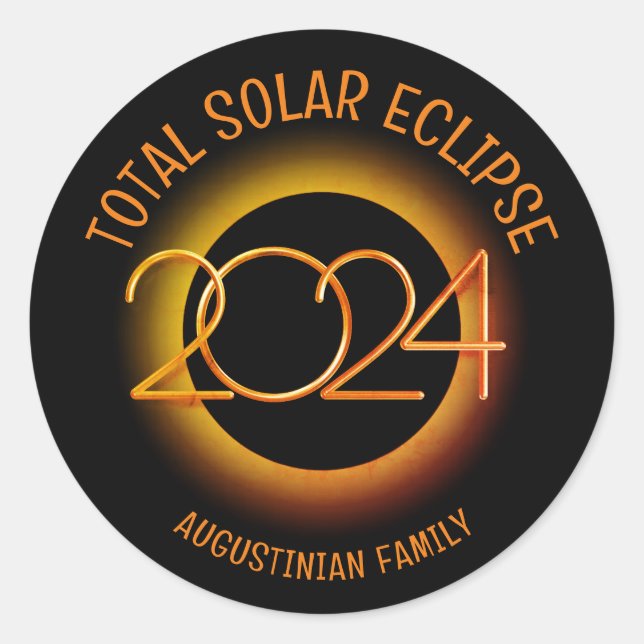 Adesivo Redondo Família ECLIPSE SOLAR TOTAL 2024 Personalizada (Frente)