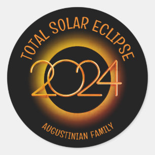Adesivo Redondo Família ECLIPSE SOLAR TOTAL 2024 Personalizada