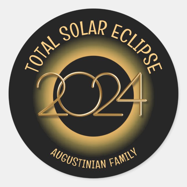 Adesivo Redondo Família ECLIPSE SOLAR TOTAL 2024 Personalizada (Frente)