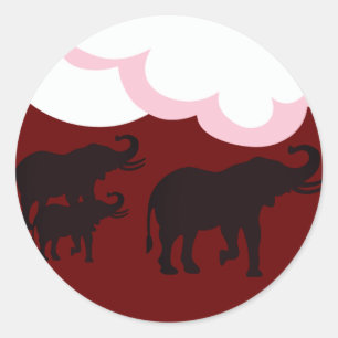 Adesivo Redondo Família Elefante