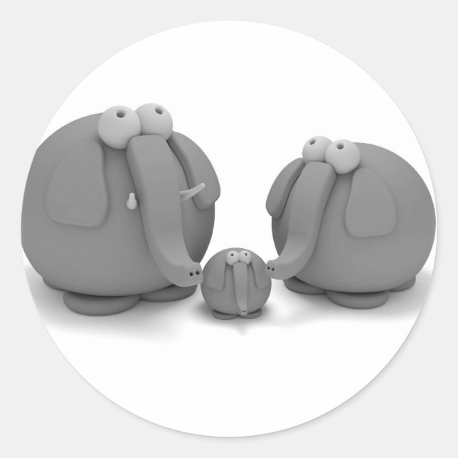 Adesivo Redondo Família elefante (Frente)