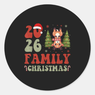 Adesivo Redondo Família Engraçada Natal 2026 Rebelde Xmas Matching