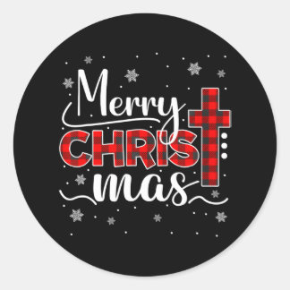 Adesivo Redondo Família Feliz Natal Cruz Cristã Buffalo
