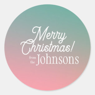 Adesivo Redondo Família Feliz Natal Nome Moderno Omã