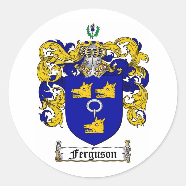 ADESIVO REDONDO FAMÍLIA FERGUSON CREST - CASACO FERGUSON DE ARMAS (Frente)