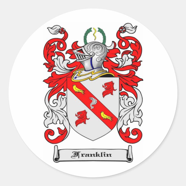 ADESIVO REDONDO FAMÍLIA FRANKLIN CREST - CASACO DE ARMAS FRANKLIN (Frente)