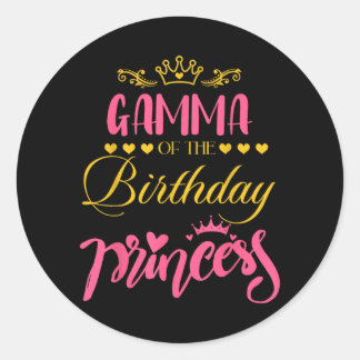 Adesivo Redondo Família Gamma da Menina Princesa de Aniversário Na