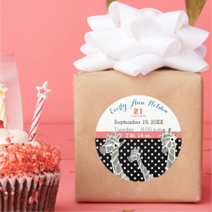 Adesivo Redondo Família Girafa Bebê Nascença Gravação de Nasciment