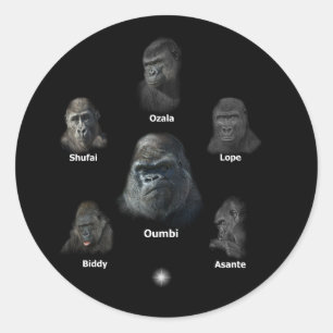 Adesivo Redondo Família Gorilla