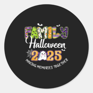 Adesivo Redondo Família Halloween 2025 Criando Memórias Juntos Cru