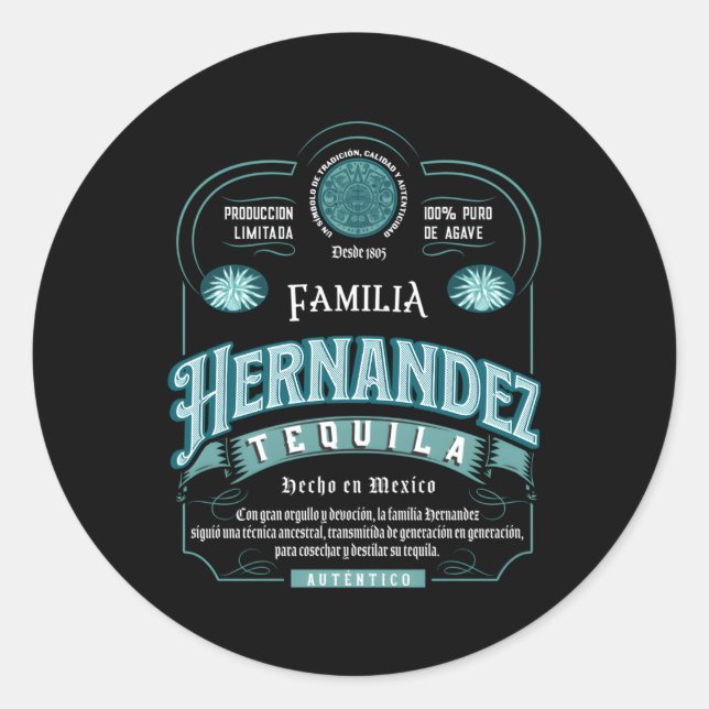 Adesivo Redondo Familia Hernandez Nomes Familiares Mexicanos Tequi (Frente)