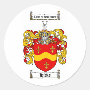 ADESIVO REDONDO FAMÍLIA HICKS CREST - HICKS CASACO DE ARMAS