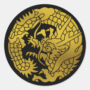 Adesivo Redondo Família Japonesa Crest-Dragon
