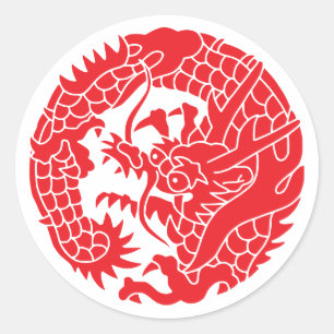 Adesivo Redondo Família Japonesa Crest-Dragon