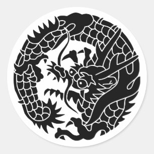 Adesivo Redondo Família Japonesa Crest-Dragon