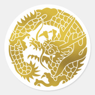 Adesivo Redondo Família Japonesa Crest-Dragon