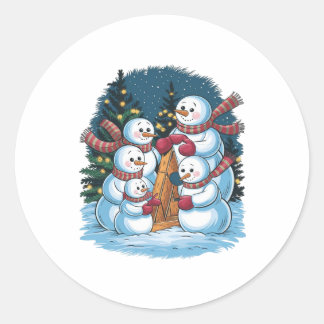 Adesivo Redondo Família Joyful Snowman