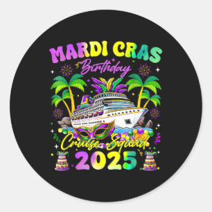 Adesivo Redondo Família Mardi Gras Birthday Cruise Squad Matching