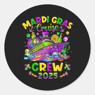 Adesivo Redondo Família Mardi Gras Cruise Crew 2025 Matching Vacat
