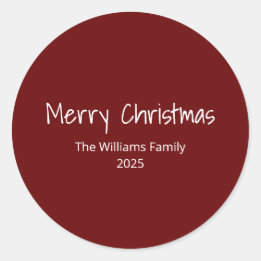 Adesivo Redondo Família Moderna Simples Boho Vermelho Natal