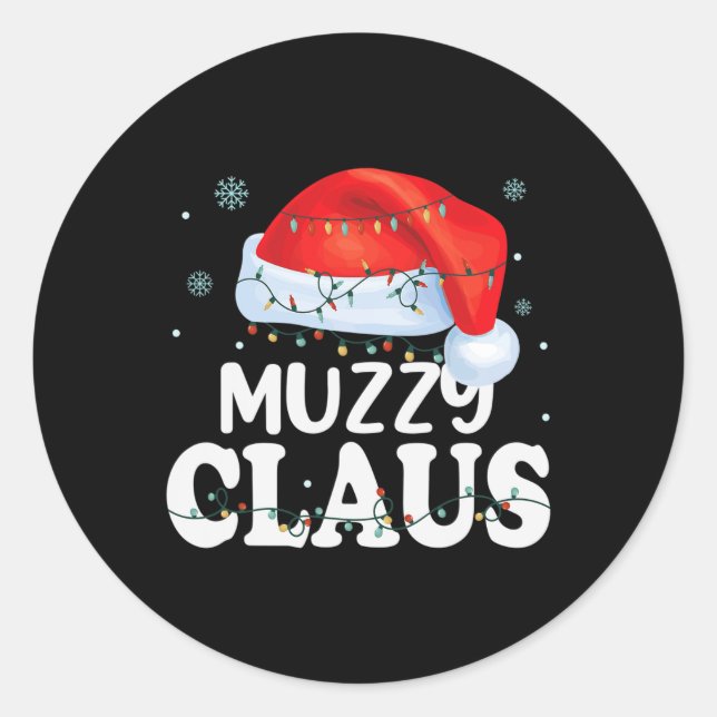 Adesivo Redondo Família Muzzy Claus Xmas que Corresponde Engraçado (Frente)