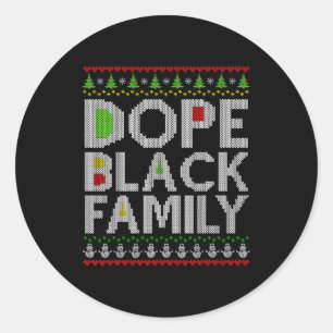Adesivo Redondo Família Negra 2025 Afro Árvore de Natal Papai Noel