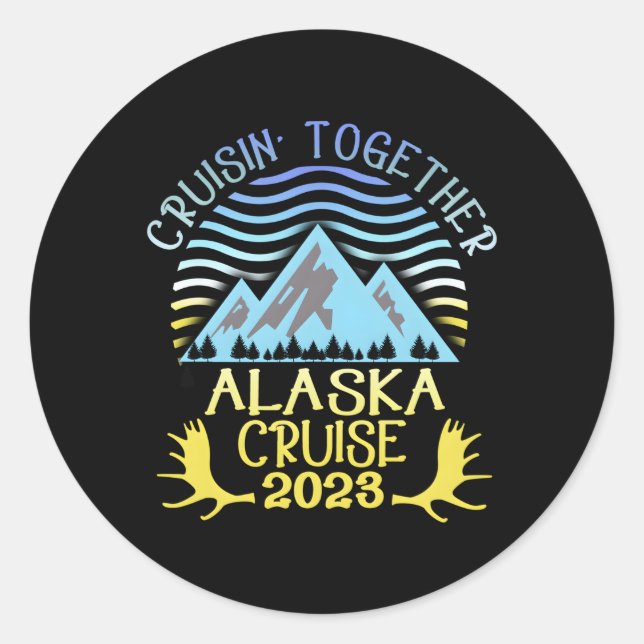 Adesivo Redondo Família Ou Férias Do Alaska Cruise 2023 (Frente)