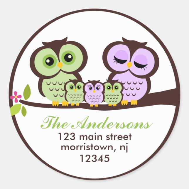 Adesivo Redondo Família Owl (Frente)