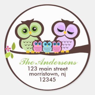 Adesivo Redondo Família Owl