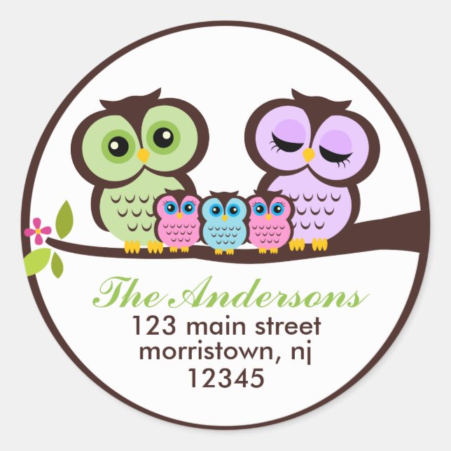 Adesivo Redondo Família Owl (Frente)