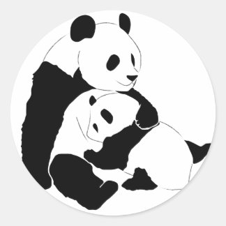Adesivo Redondo Família Panda