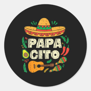 Adesivo Redondo Família Papacito Sombrero Cinco De Mayo Pai Mexica