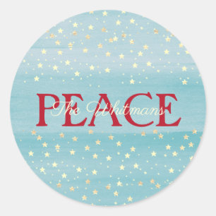 Adesivo Redondo Família Peace Christmas