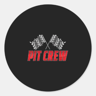 Adesivo Redondo Família Pit Crew Aniversário Correspondente à Corr