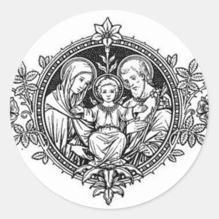 Adesivo Redondo Família santamente Jesus Mary St Joseph