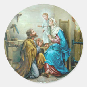 Adesivo Redondo Família santamente Jesus Mary St Joseph religioso
