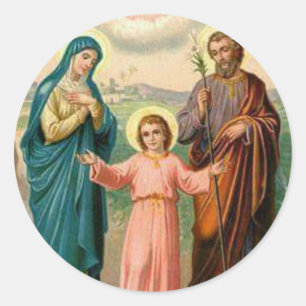Adesivo Redondo Família santamente Jesus Mary St Joseph religioso