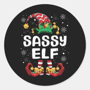 Adesivo Redondo Família Sy Elf Correspondendo ao Natal Engraçado