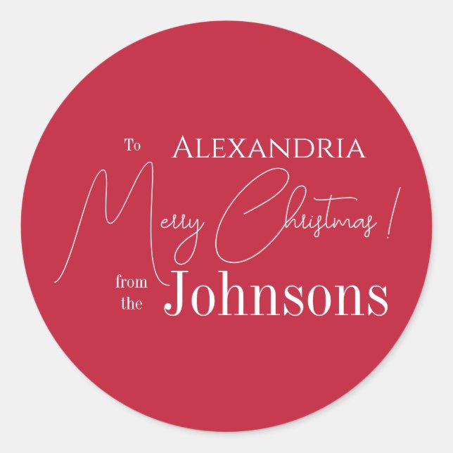 Adesivo Redondo Família Vermelha Personalizada de Natal (Frente)