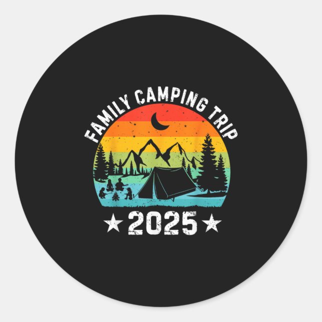 Adesivo Redondo Family Camping Trip 2025 Matching Crew Summer Vaca (Frente)