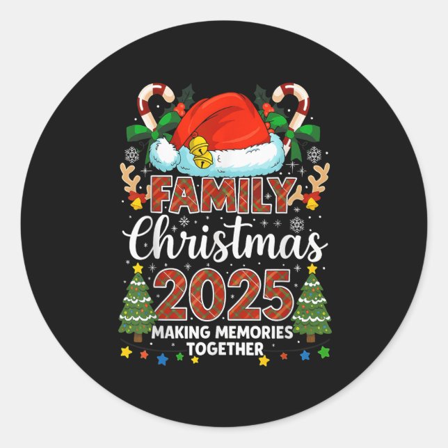Adesivo Redondo Family Christmas 2025 Matching Family Christmas Xm (Frente)