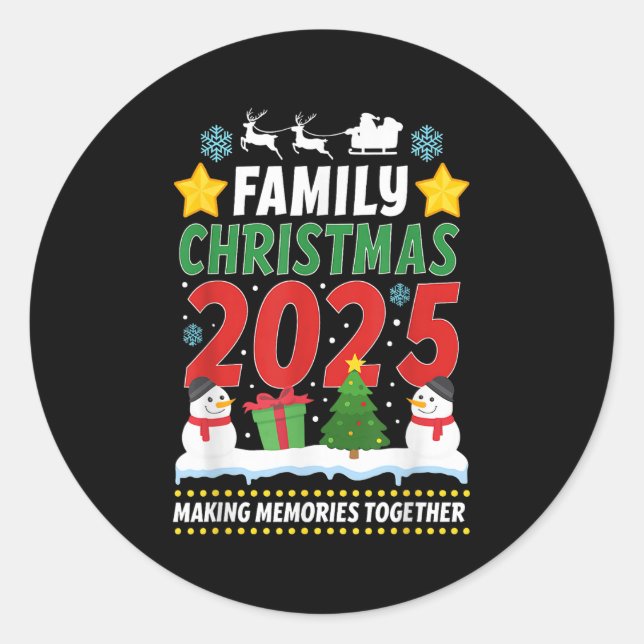 Adesivo Redondo Family Christmas 2025 Matching Family Christmas Xm (Frente)