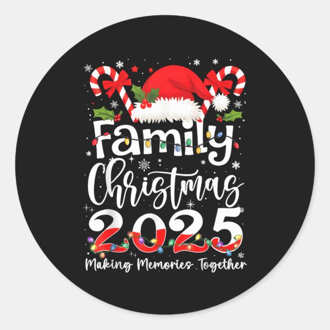 Adesivo Redondo Family Christmas 2025 Matching Outfit Xmas Squad S (Frente)