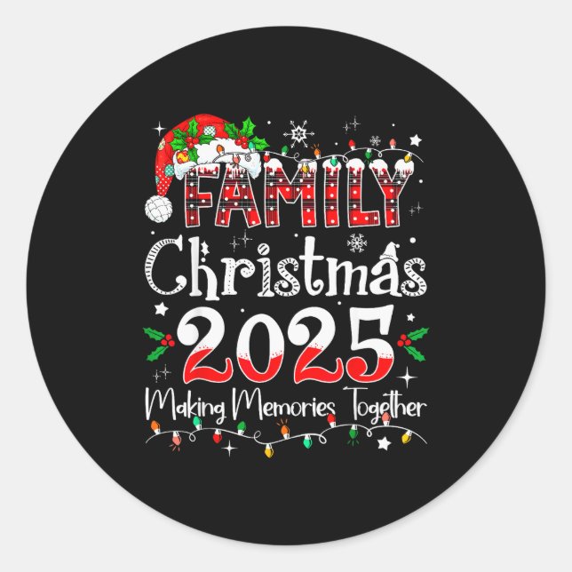 Adesivo Redondo Family Christmas 2025 Matching Outfit Xmas Squad S (Frente)